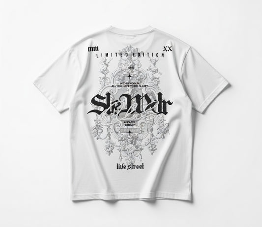 Camiseta Streetwear Blanca LIVE STREET CLASIC Algodón Premium