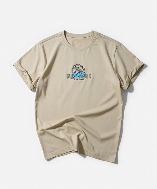 Camiseta Streetwear BEIGE WIN OR LOSE STREET LIVE Algodón Premium