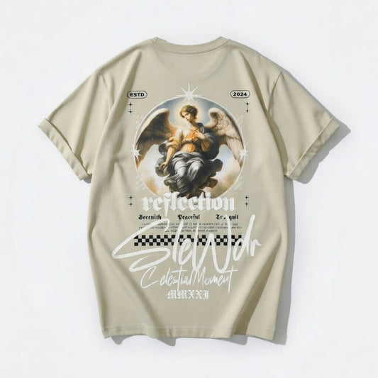 Camiseta Streetwear Beige CELESTIAL MOMENT Algodón Premium