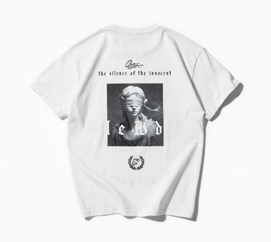 Camiseta Streetwear Blanca INNOCENT SILENCE Algodón Premium