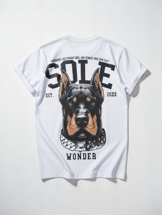 Camiseta Streetwear Blanca DOG WONDER Algodón Premium