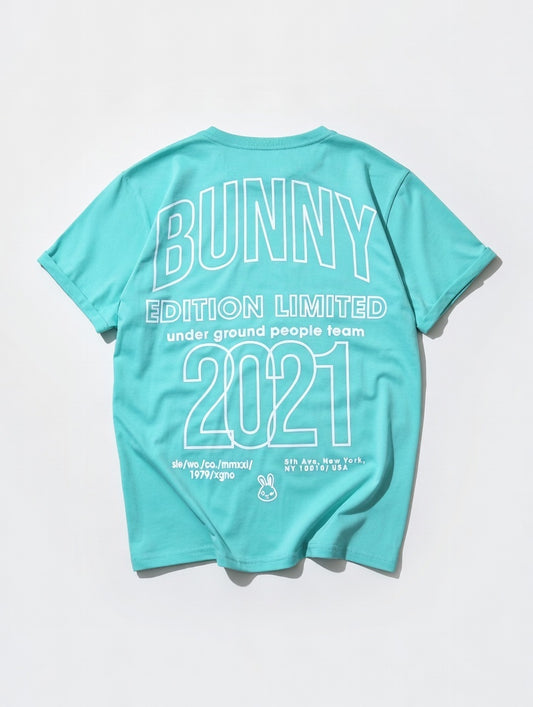 Camiseta Streetwear Azul Underground Bunny Algodón Premium
