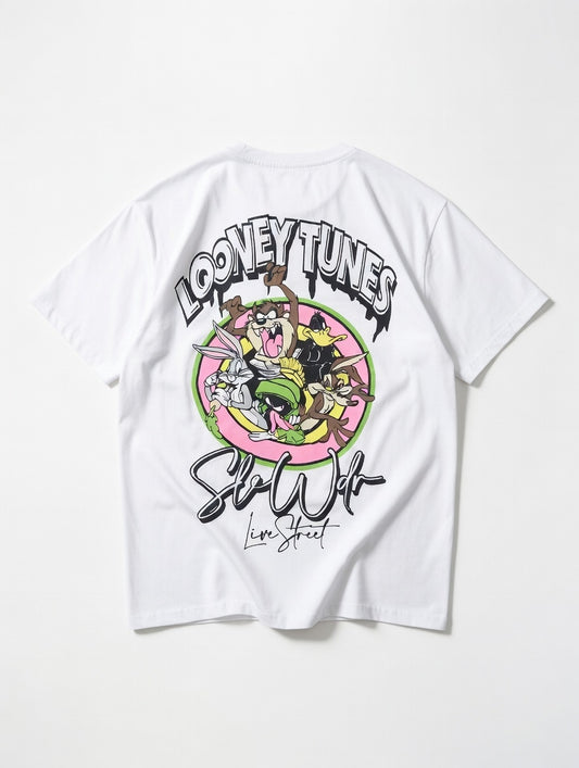 Camiseta Streetwear Blanca LOONEY TUNES Algodón Premium